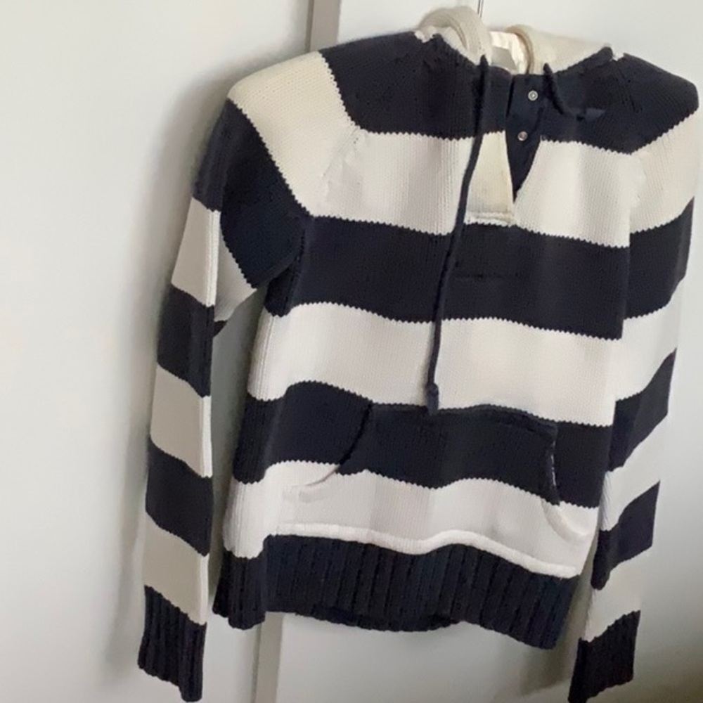 Polo Ralph Lauren navy blue and white stripe cotton sweater hoodie